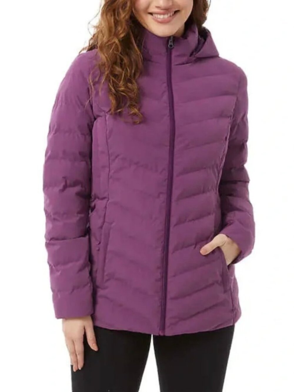 32 Degrees Women’s Hooded Puffer Jacket - Purple (Size S)